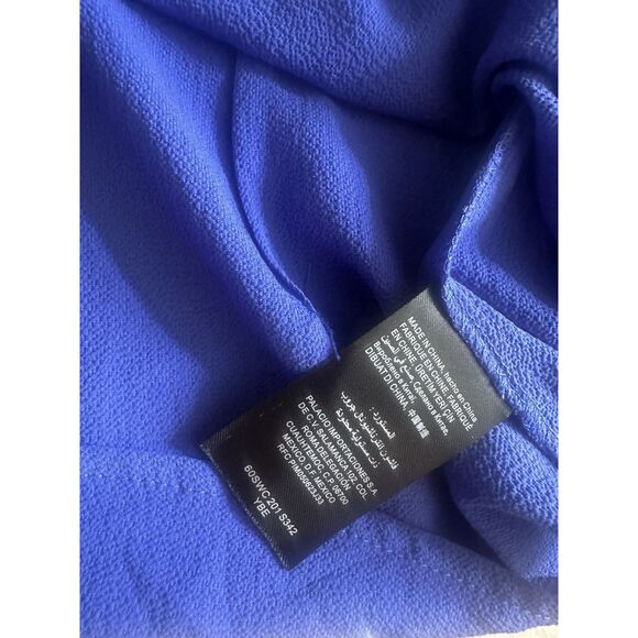 Bebe M Crepe Violet V Neck Blouse Top Snap Closure - Picture 5 of 8